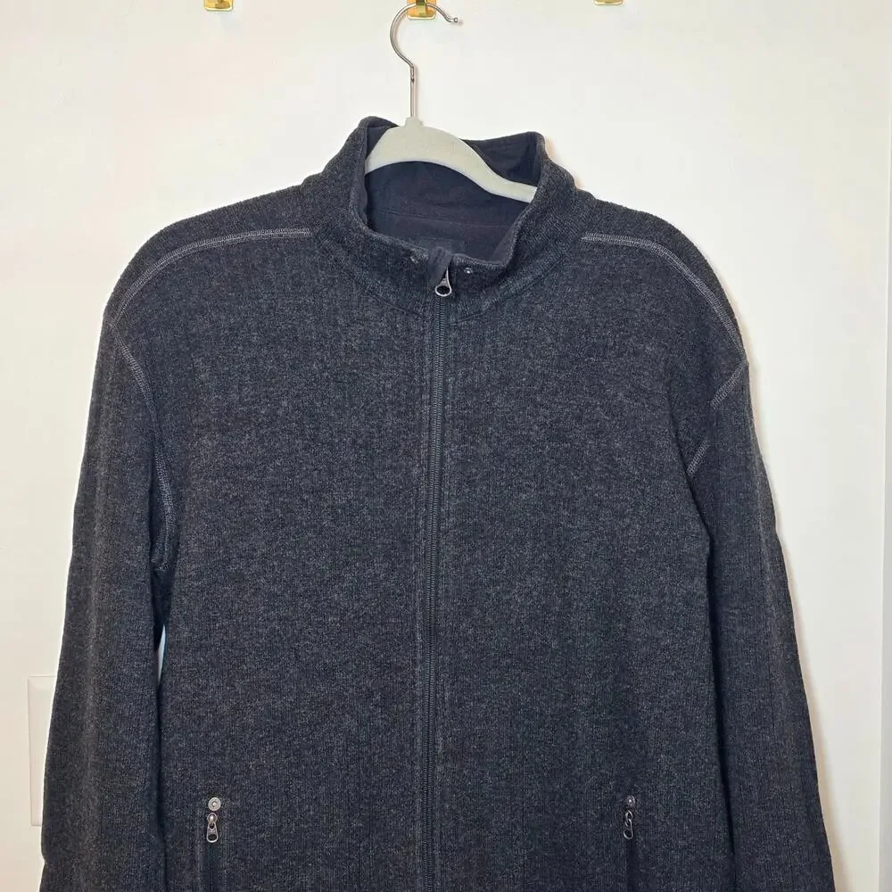 Prana Men’s Barclay Full Zip Wool Blend Sweater Charcoal Size XL